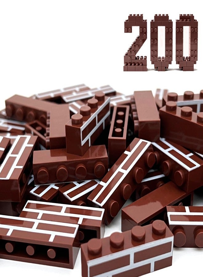 200 قطعة من مكعبات بناء الجدران الكلاسيكية، مقاس 1×4، لون بني، متوافقة مع قطع ليغو، مصنوعة من مادة ABS، مجموعات بناء إبداعية للمنزل والمدرسة ومشاريع STEM التي يمكنك صنعها بنفسك، لعبة بناء للأطفال من عمر 6 إلى 12 عامًا - Image 1